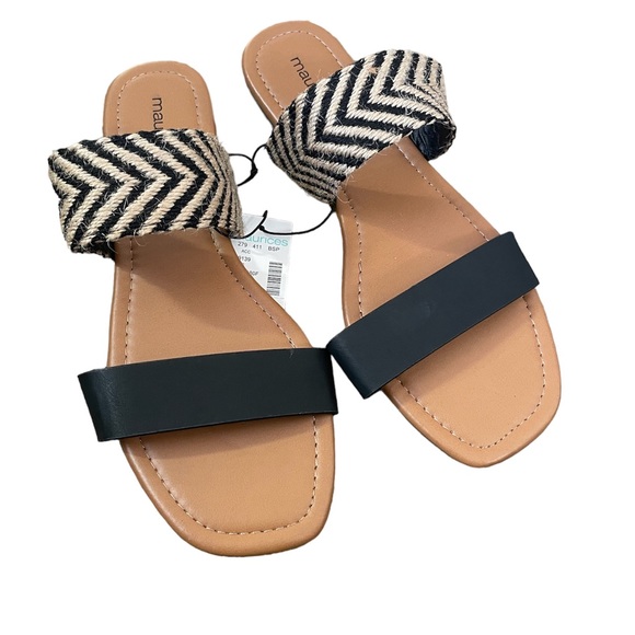 Chelsea Black Striped Weave Strap Sandals - Picture 3 of 7